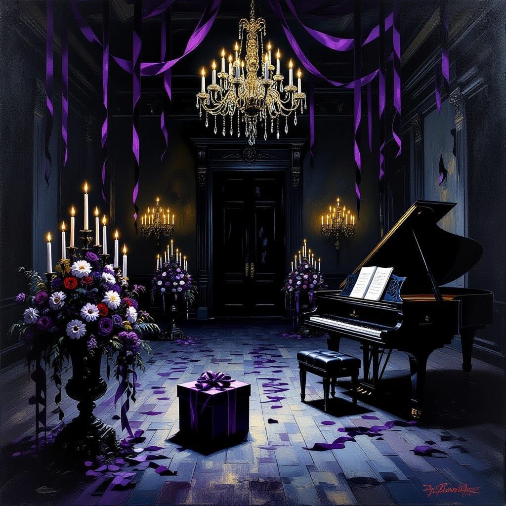 Spooky Birthday Celebration in Deserted Mansion Ballroom