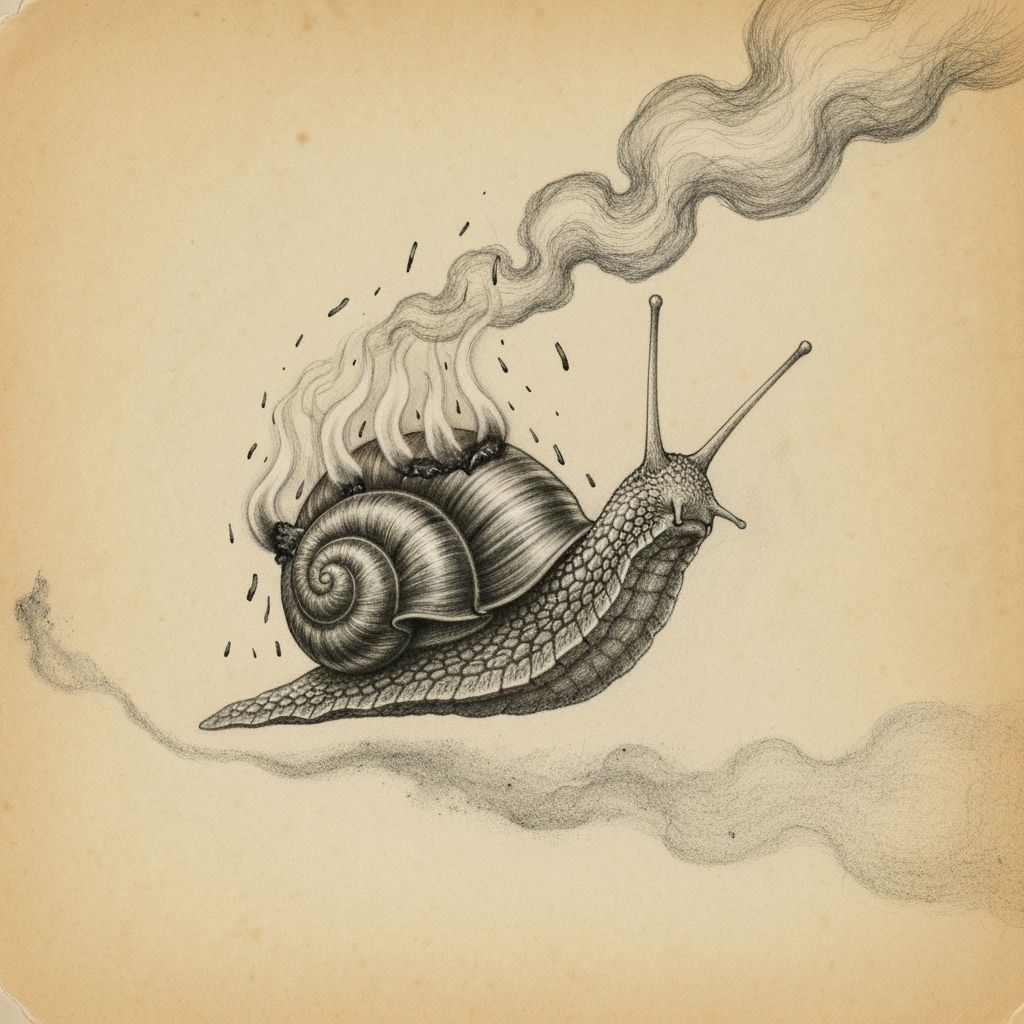 Flying Snail with Incense Shell, Hand Drawn Style