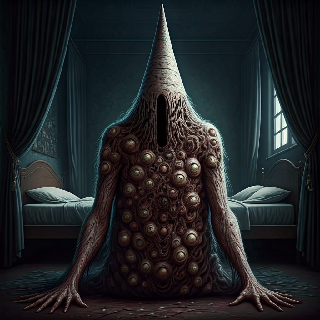 Grotesque Faceless Baba Yaga in Biomechanical Horror Style