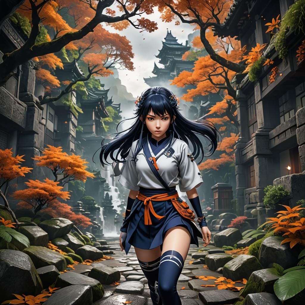 Detailed Matte Painting of Hinata Hyuga in 8K