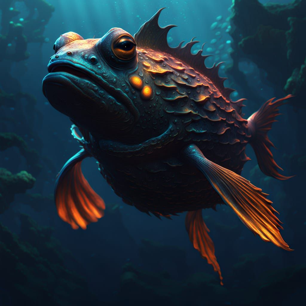 Deep Ocean Toadfish with Luminous Sacs