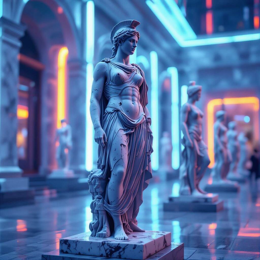 Hyperrealistic Marble Sculptures of Olympic Athletes in Neon...