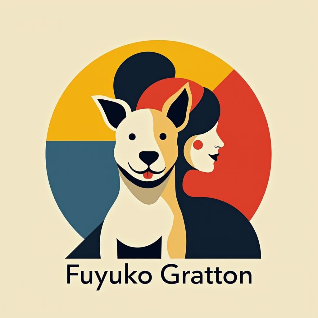 Abstract Logo Design: Pit Bull, Woman, Geometric Art