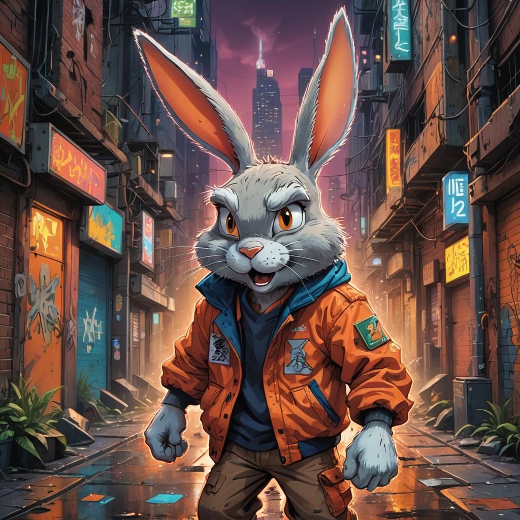 Bugs Bunny in Cyberpunk Dystopia, Anime Key Visual