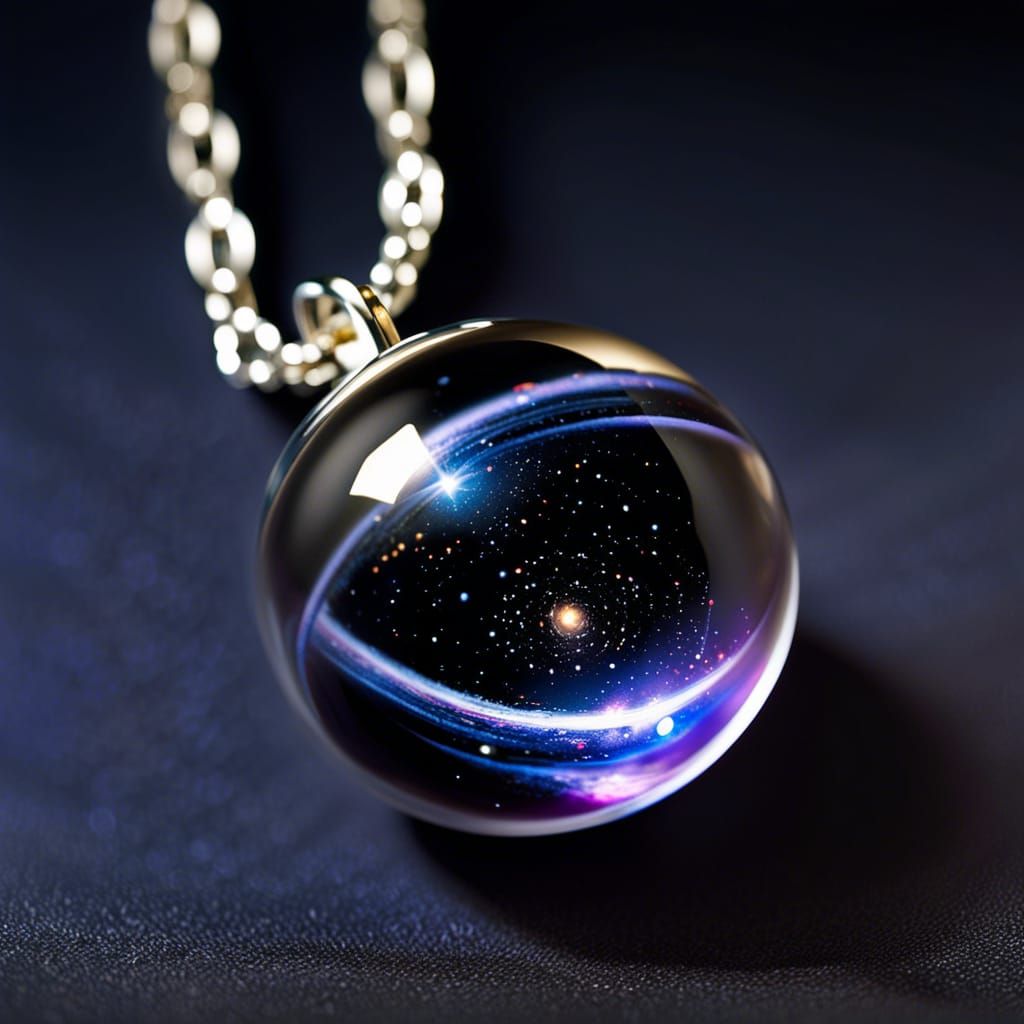 Miniature Spiral Galaxy in Glass Sphere Pendant