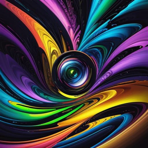 Radiant Rainbow in Dark, Geometric Fauvism Style