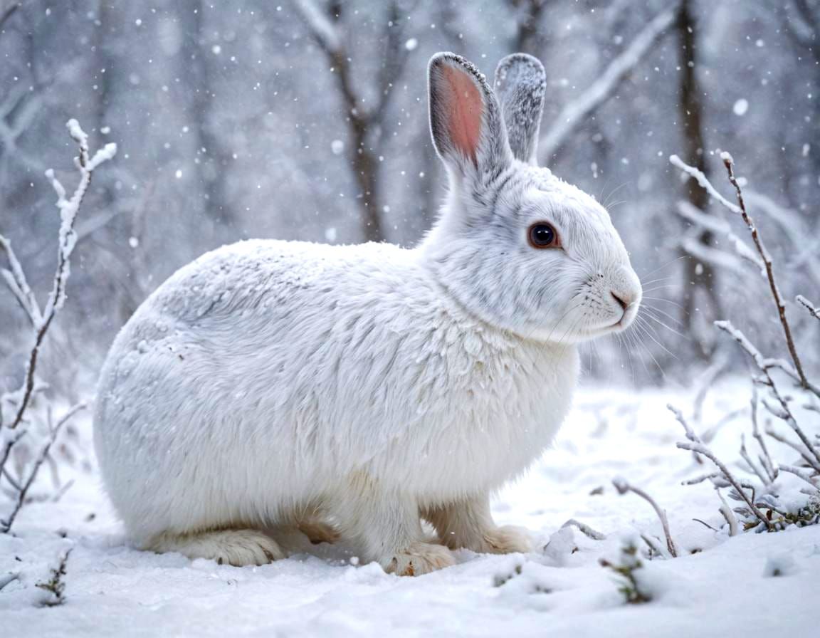 Arctic Rabbit In Enchanted Snowfall