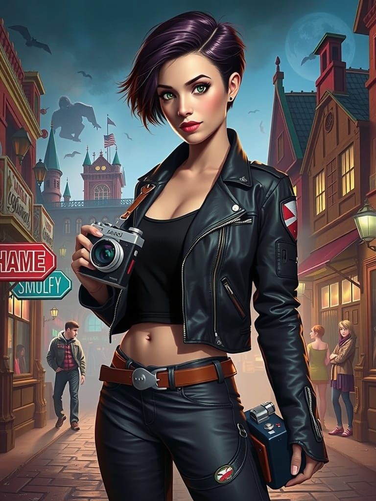 Gritty Paranormal Investigator in Leather Jacket