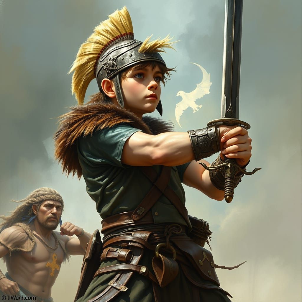 Surreal Pagan Warrior in Leather Armor Prays to Ancient Gods...