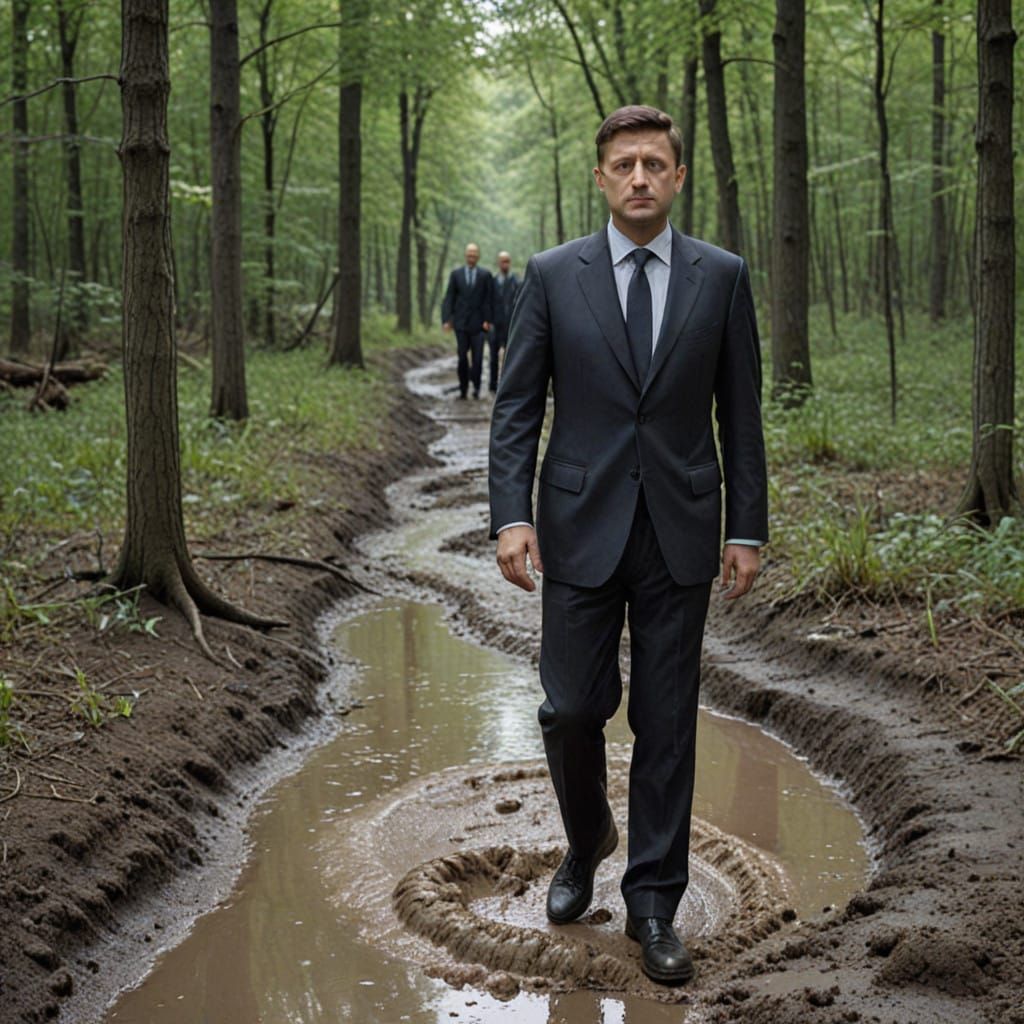 Ukrainian Leader Sinks into Quicksand in Tense, Cinematic Sc...