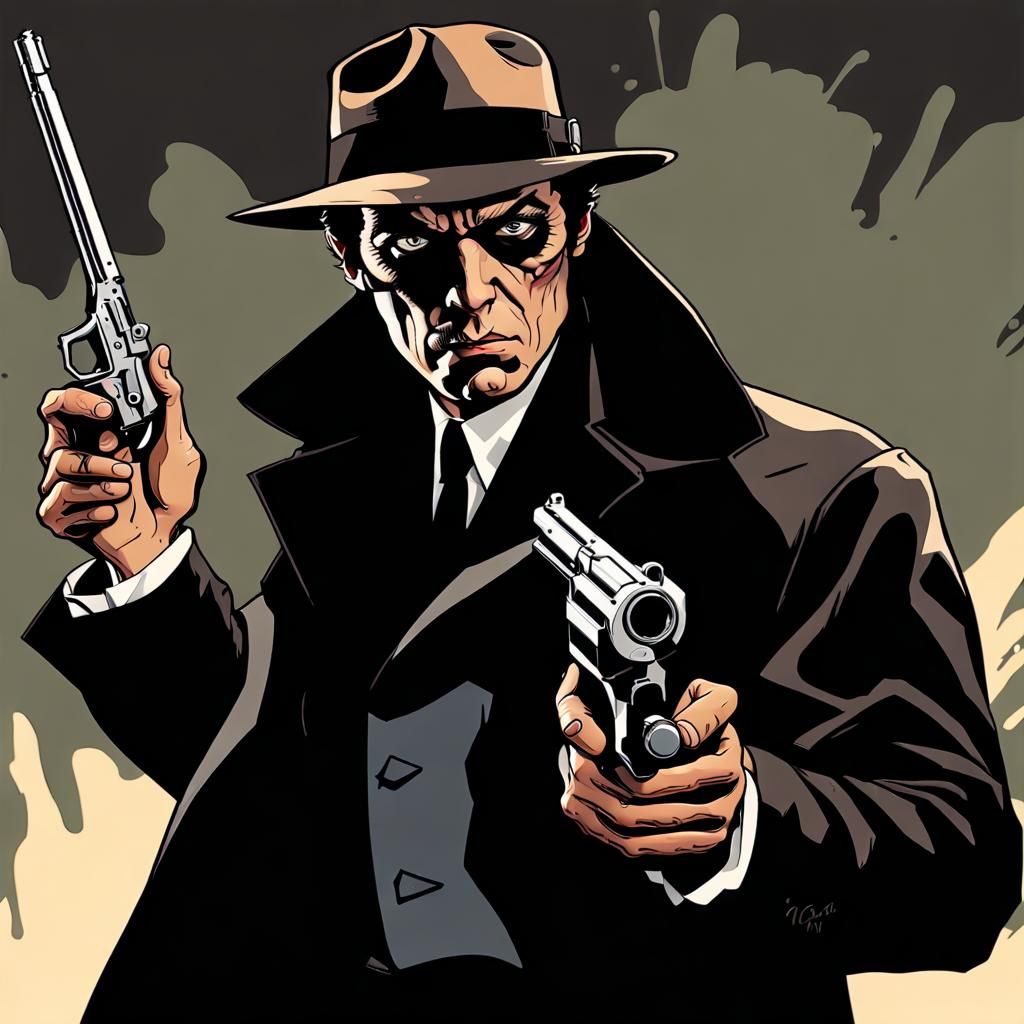 Film Noir Detective in Bloody Scene