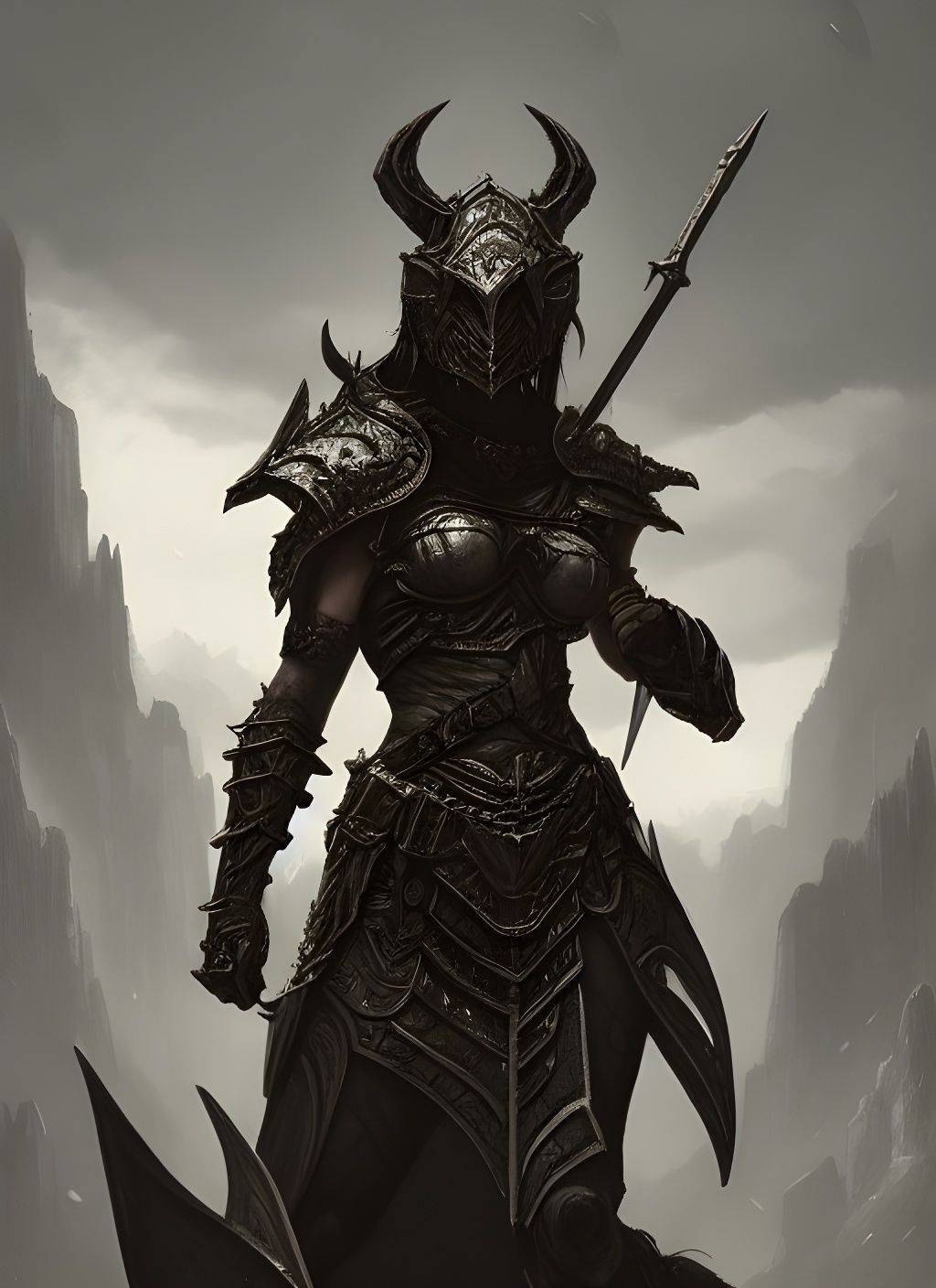 Dragonborn Warrior in Dark Fantasy Scene