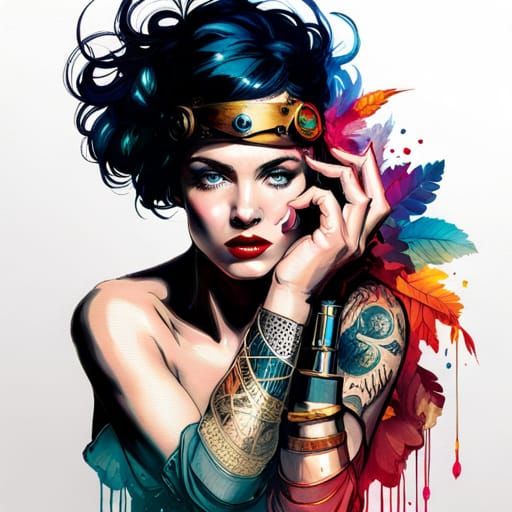 Steampunk Wonderwoman Centered in Key Visual