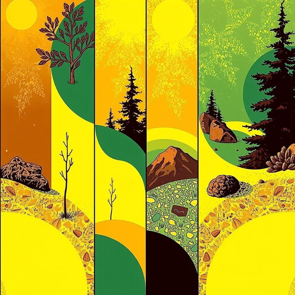 Serene Sunset Landscape in Warm Golden Light