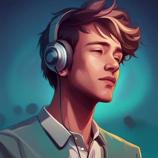 Gen-Z Boy Listens to Lo-Fi in Hyperdetailed Portrait