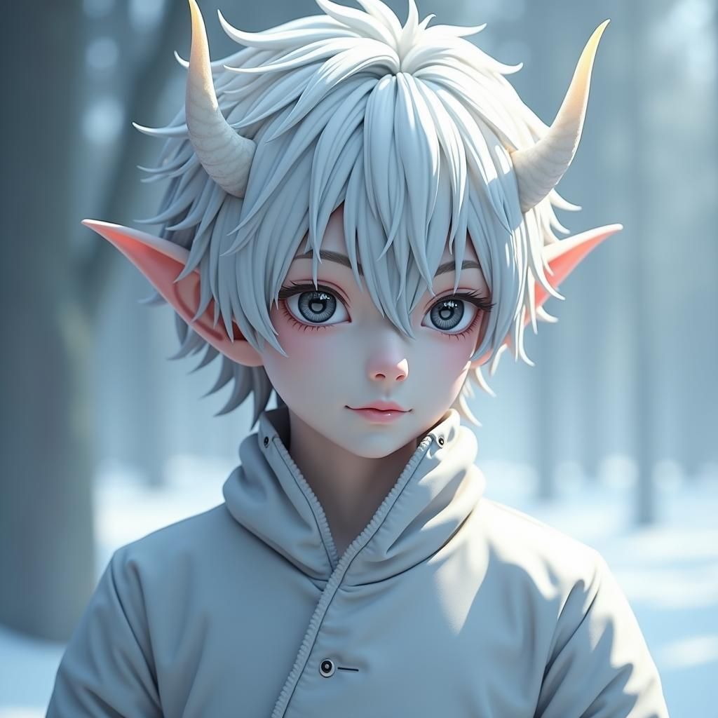 Icy Demon Portrait in Anime Style