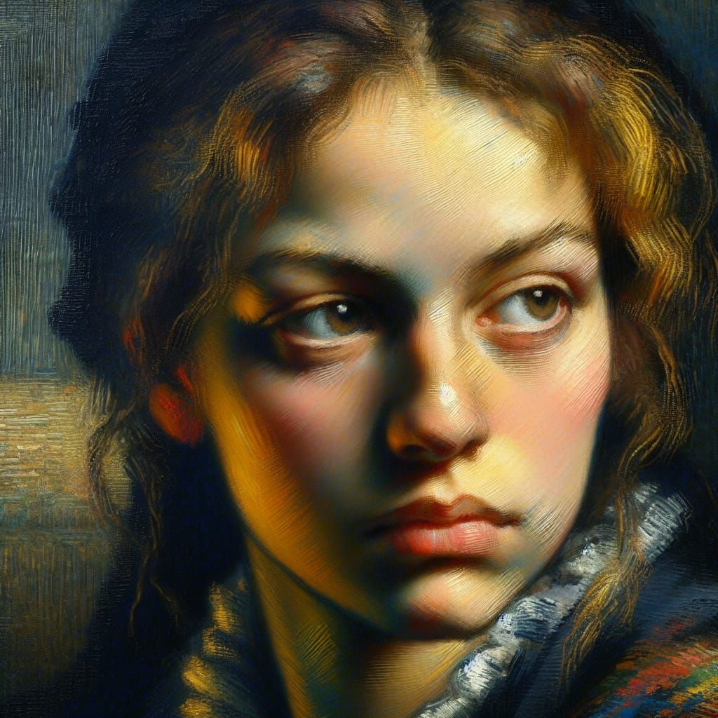 17th Century Oil Portrait with Profound Gaze