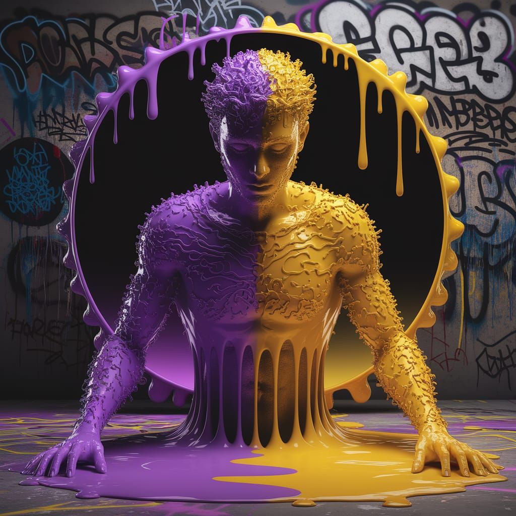 Surreal Artist Buried in Viscous Paint