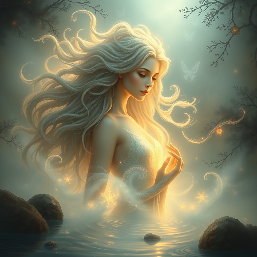 Mystical Mélusine Rises from the Misty Waters in Dreamy Hype...