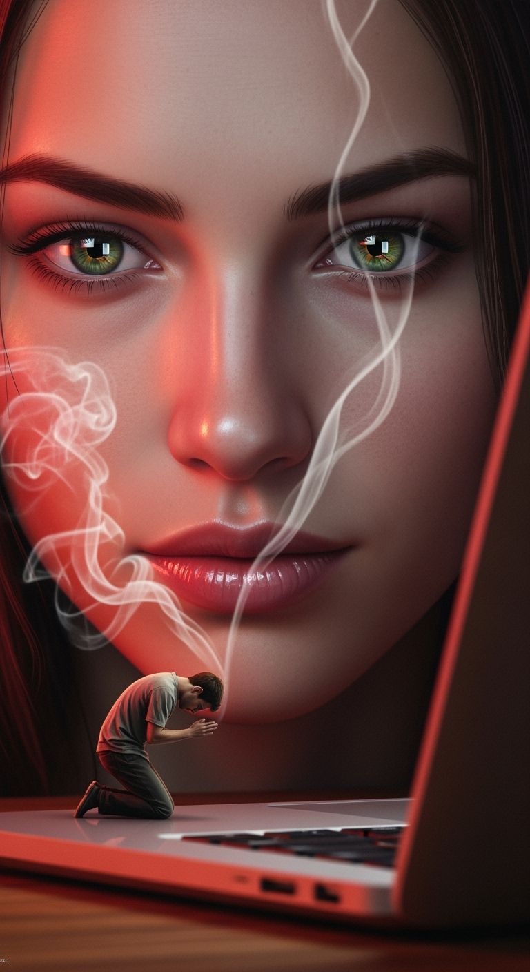 Woman's Face with Laptop Reflection in Hyperrealistic Style