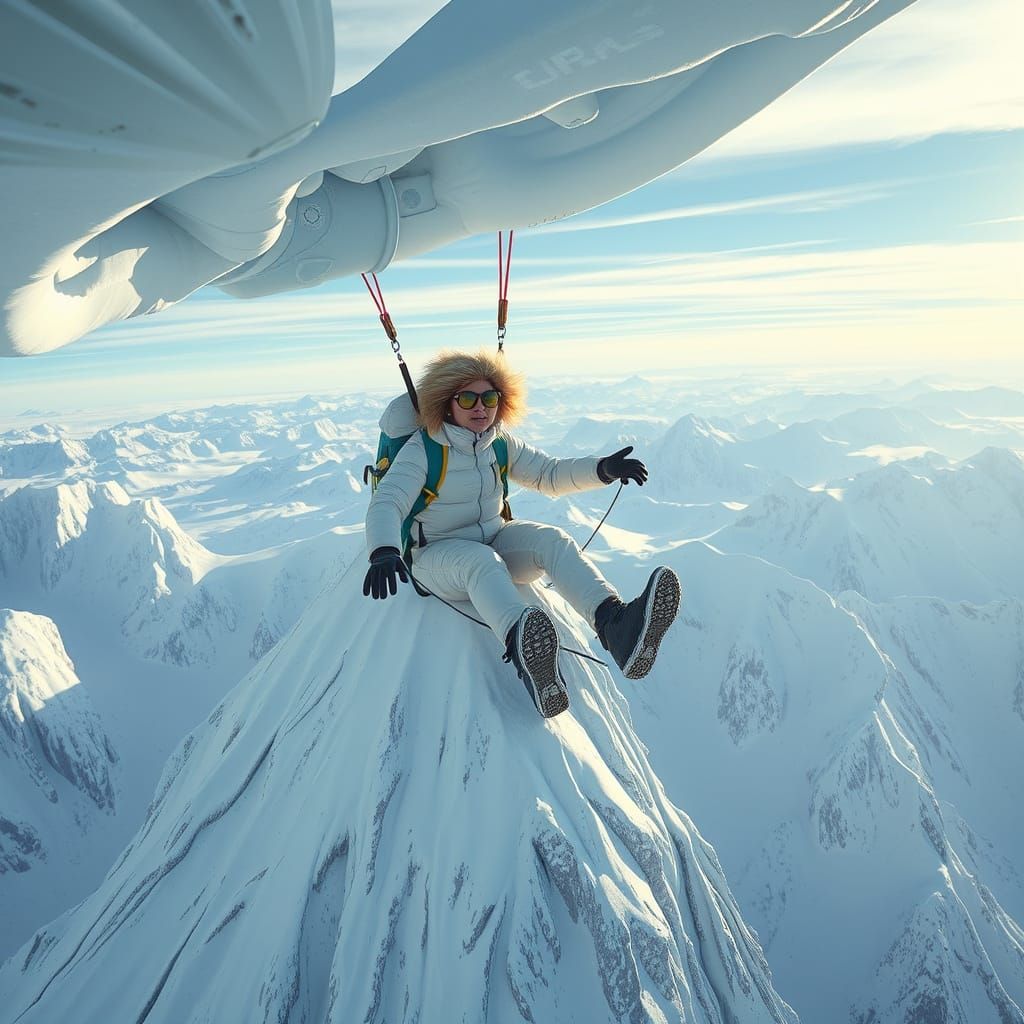Surreal Winter Rider Soars Over Majestic Glacier Peak