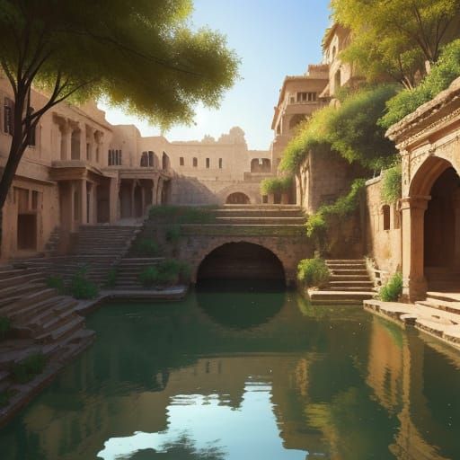 Ancient Stepwells of Goa in Vibrant Oil Painting