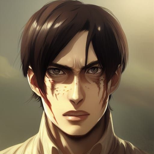 Eren Yeager Portrait: Hyperdetailed Art Nouveau Splash Art