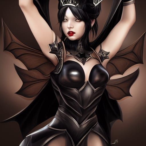 Beautiful Bat Girl in Black Armor: Artgerm, WLOP Style