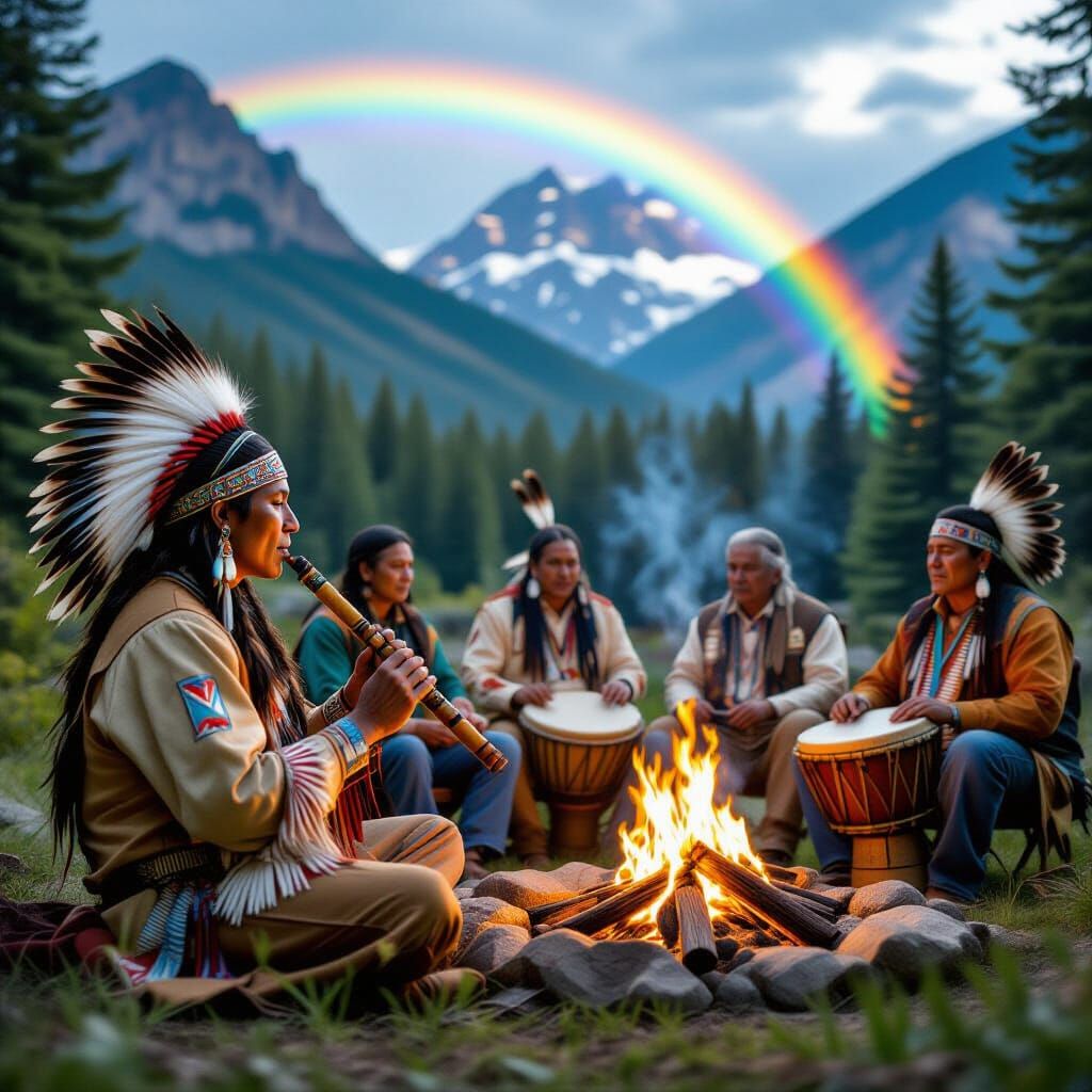 Native American Flute Music in Forest