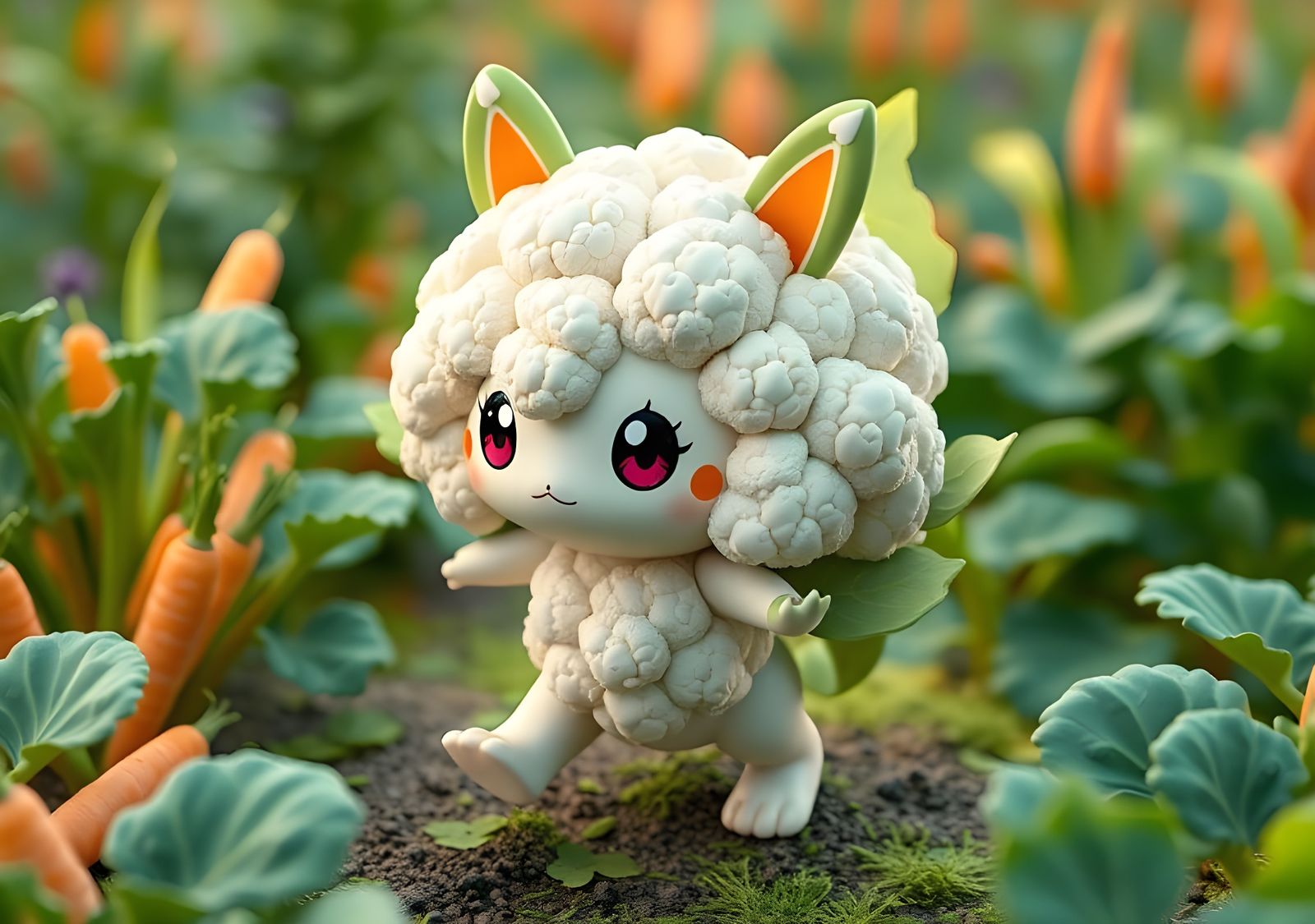 Cauliflower Pokémon in 3D Cel-Shaded Style