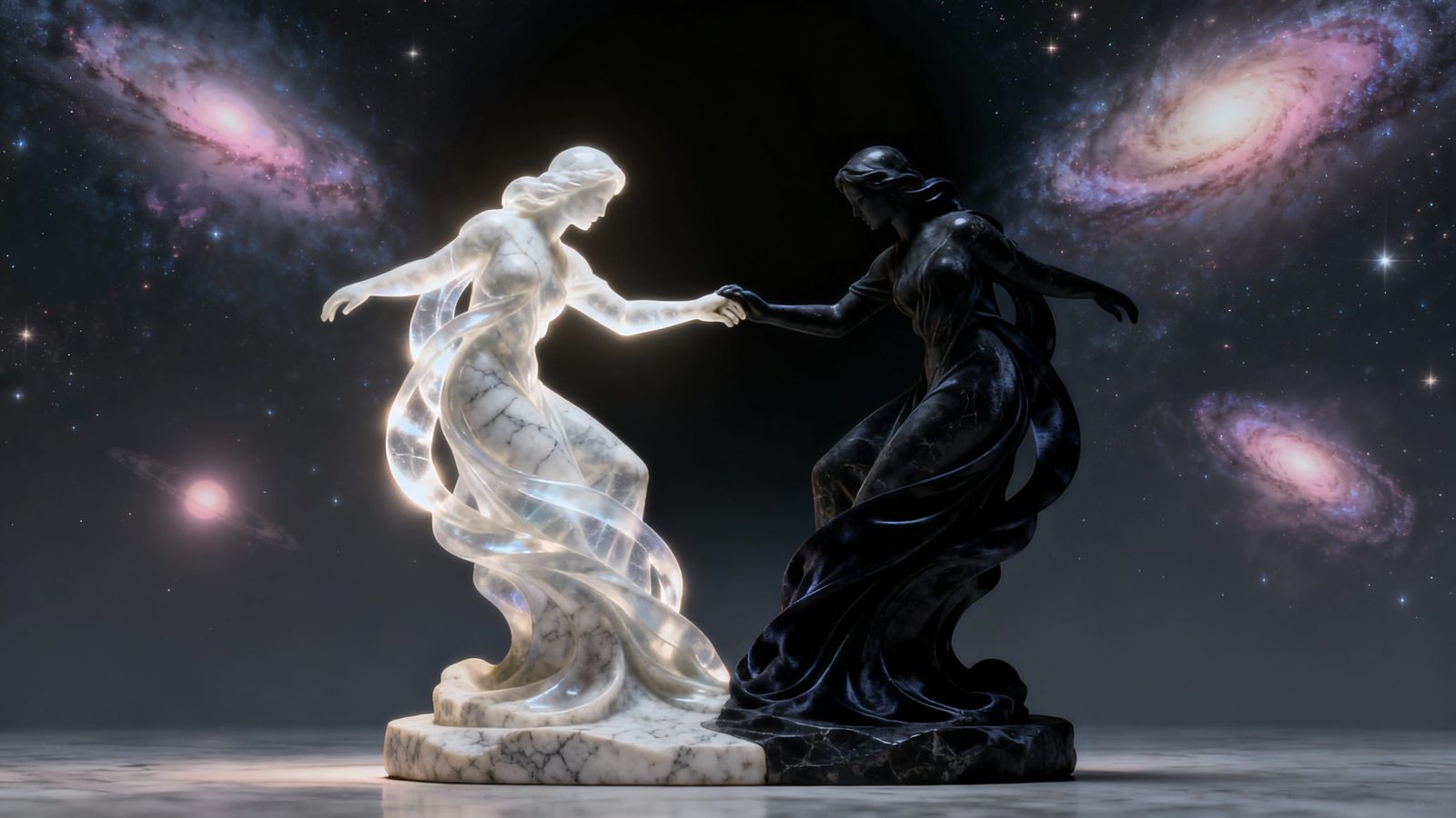 Surreal Sculpture of Light and Shadow Figures