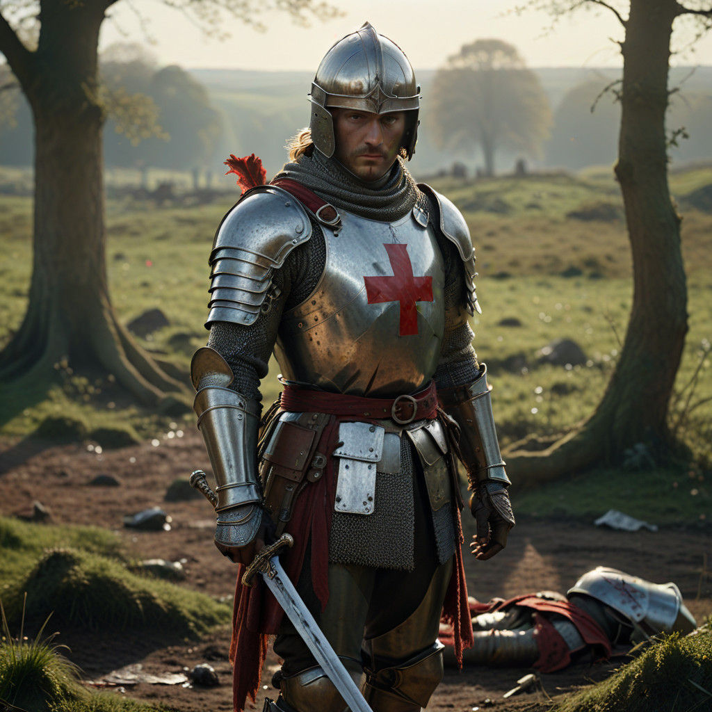 Medieval Knight in Sunset Haze