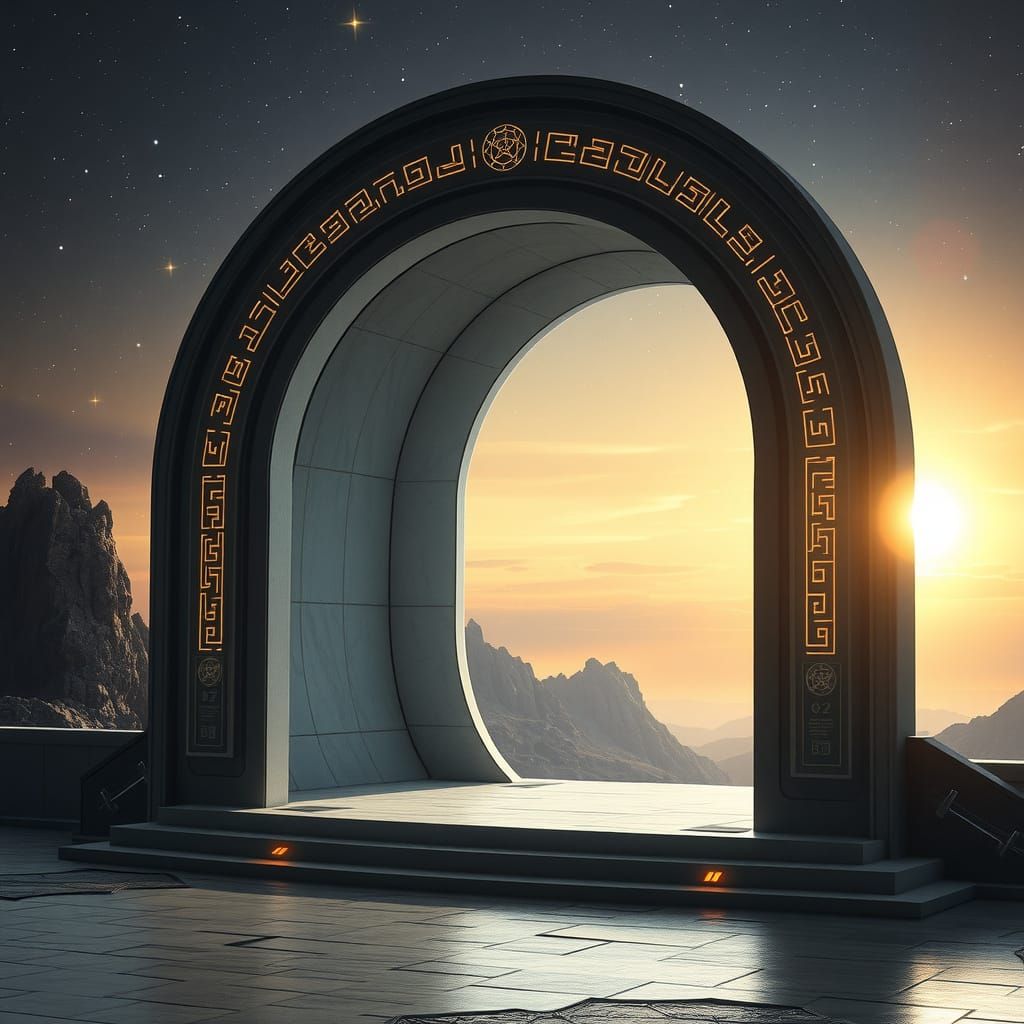 Esoteric Sci-Fi Portal: Minimalist Geometric Gateway