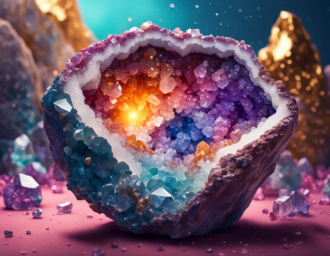 Hyperrealistic Geode Full of Crystals Splash Art