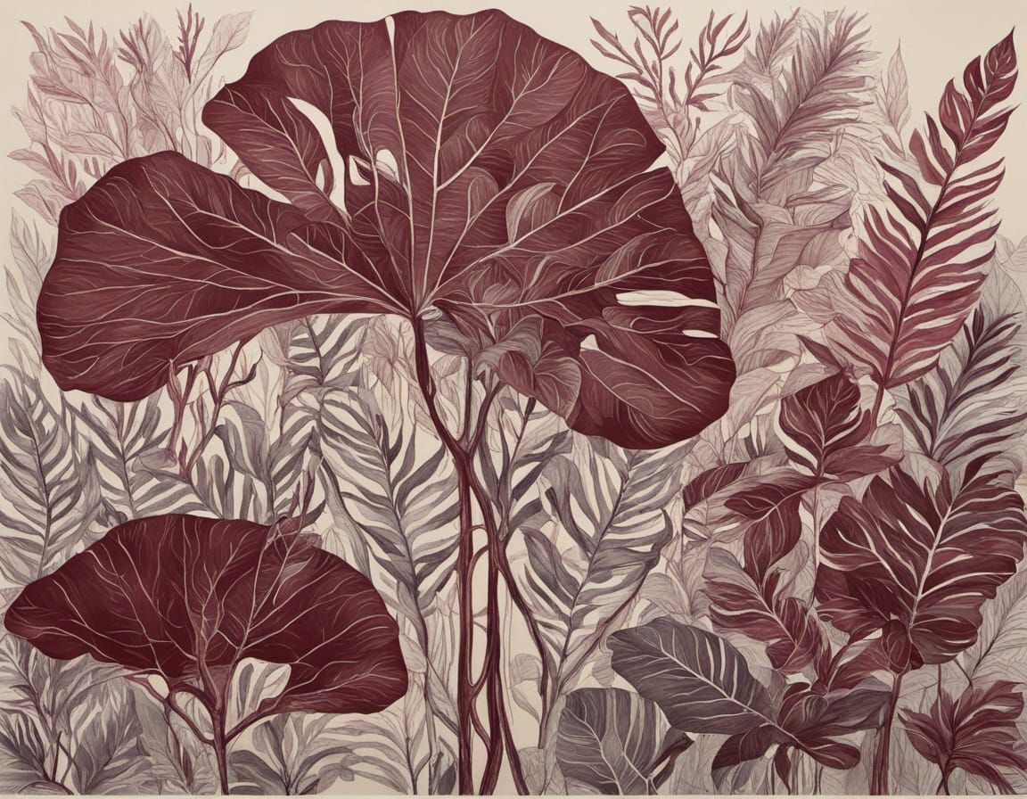 Surreal Abstract Painting of Tropical Rainforest