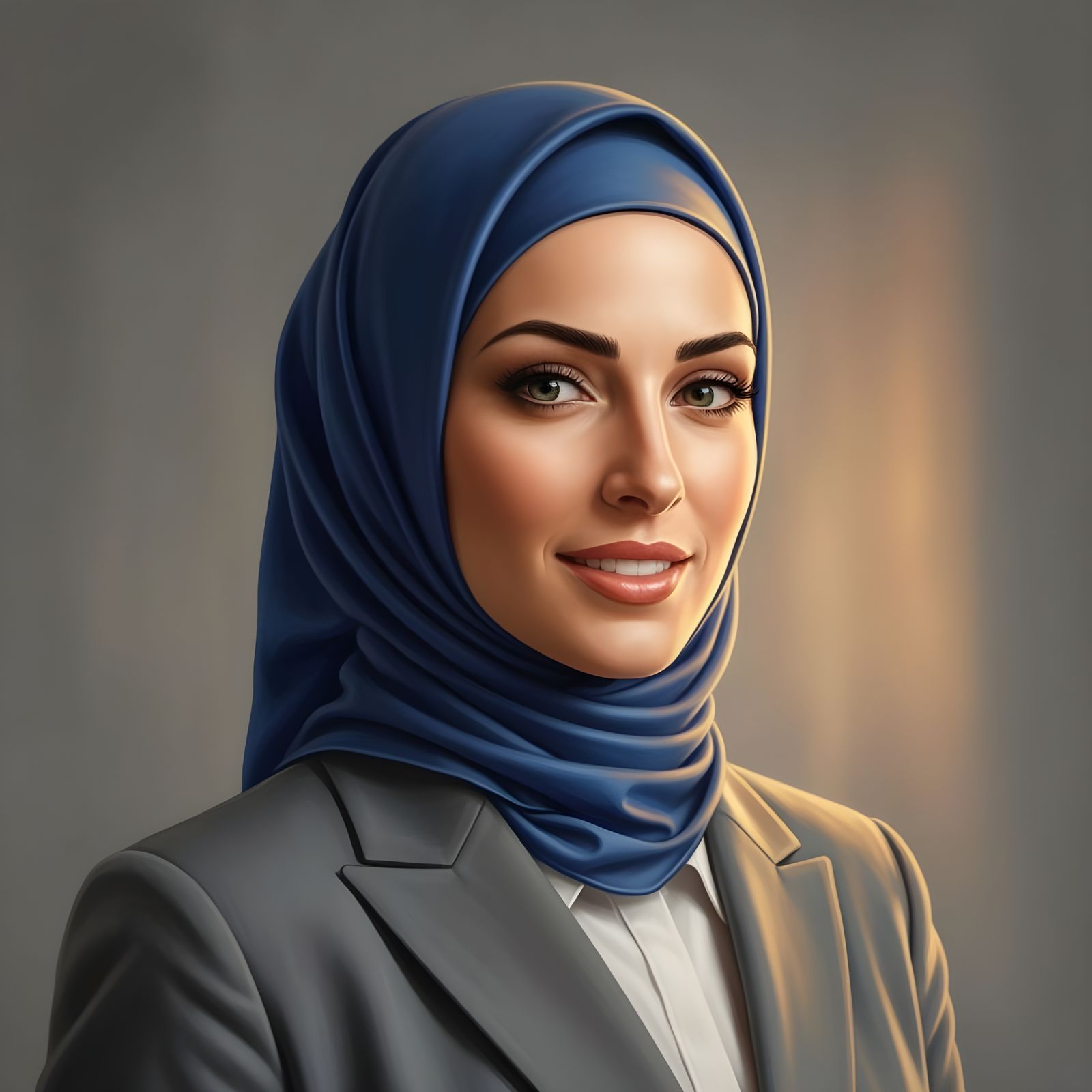 Confident Businesswoman in Blue Hijab Portrait