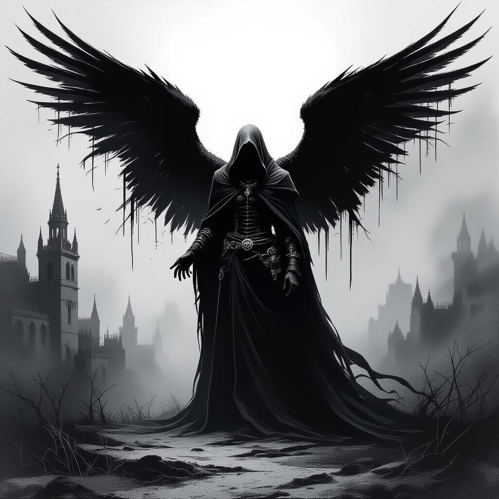 Visceral Gothic Horror Illustration in High Contrast