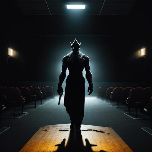 Dimentio in Abandoned Theater: Cinematic Film Still