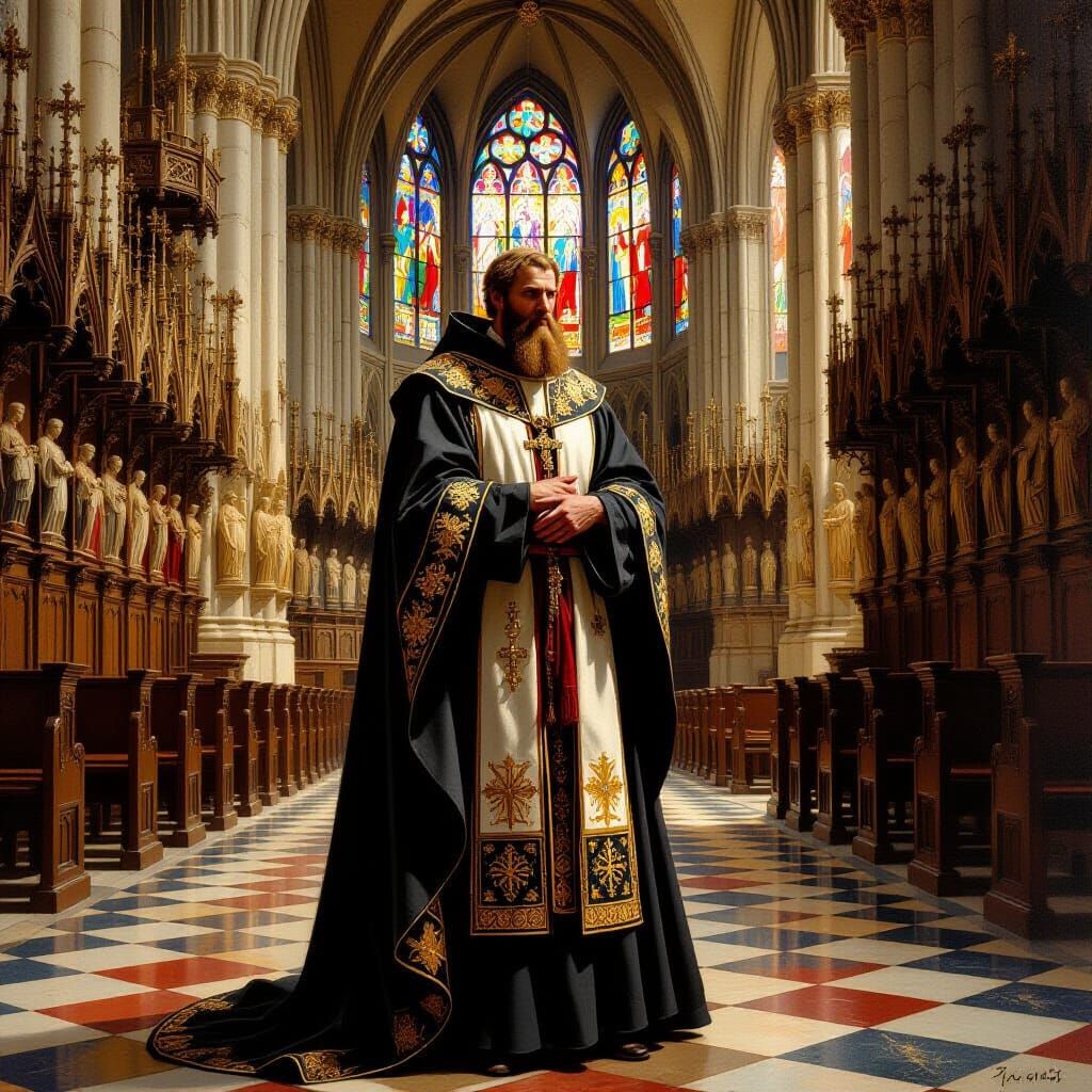 Jan Hus at Constance Cathedral: Realistic Oil Painting