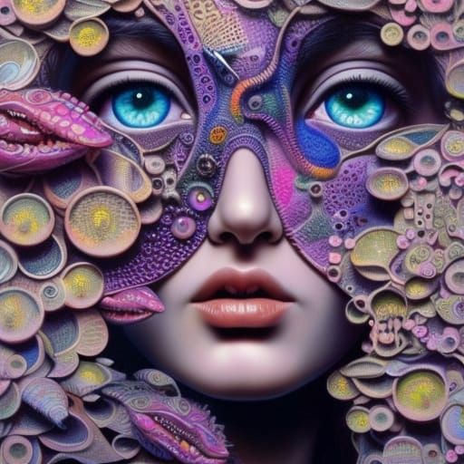 Futuristic Girl with Vivid Eyes in Oil Painting Style