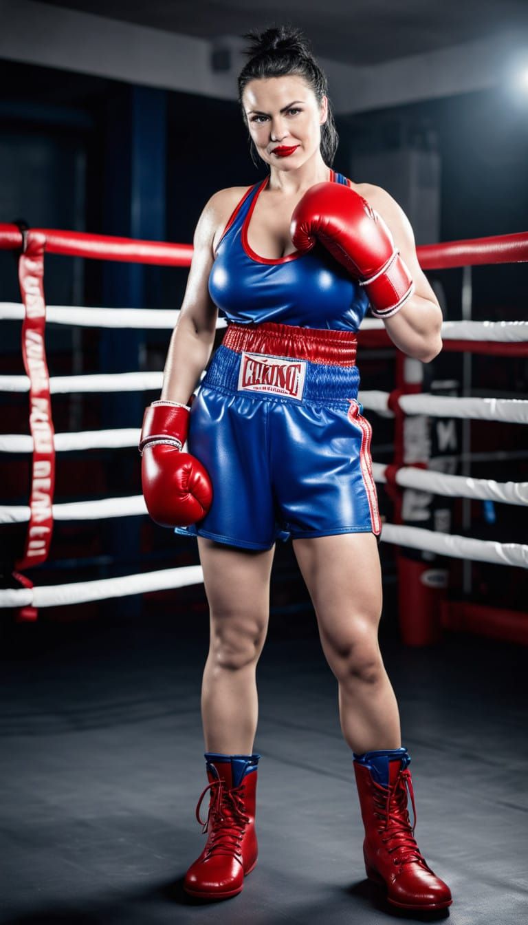 Confident Snow White Athlete in Boxing Ring