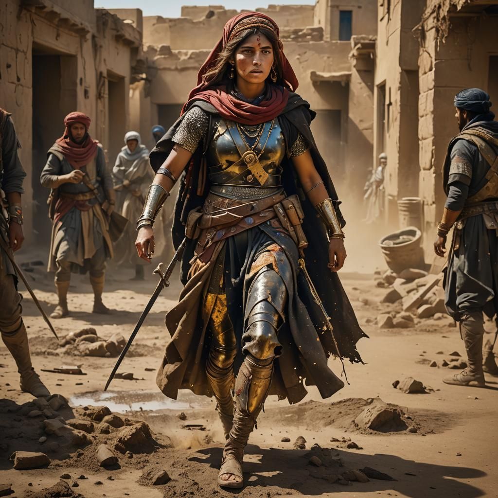 Renaissance Painting of Bedouin Warrior in Battle