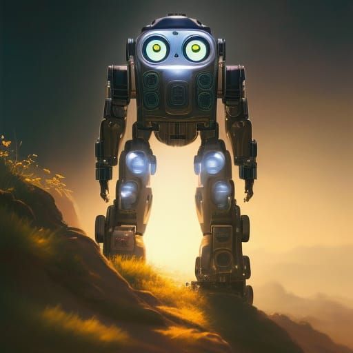 Adorable Robot Johnny 5 Close-up, Oil Painting Style