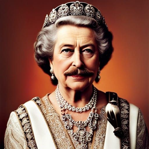 Her Royal Highness Queen Elizabeth Mustache II