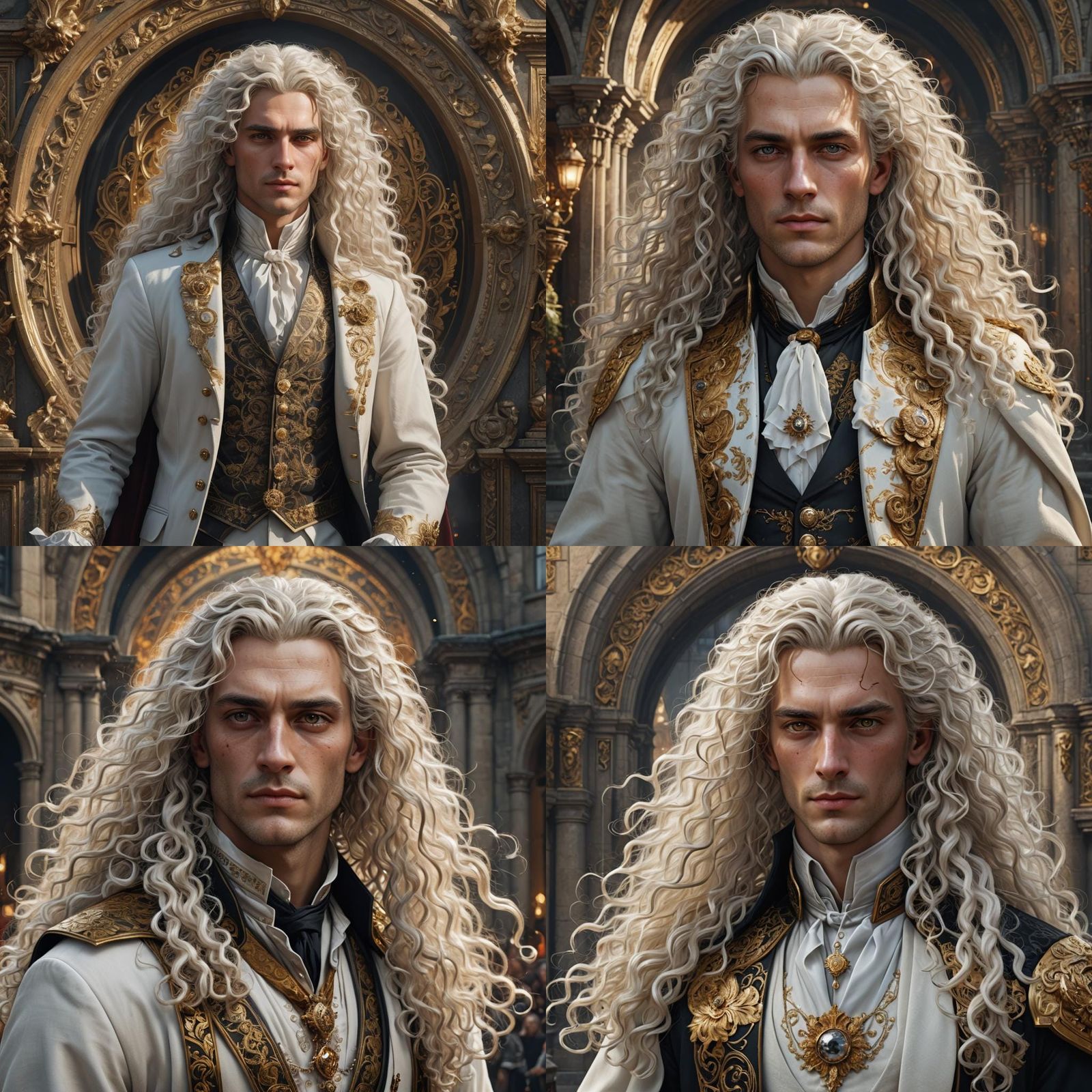 Elegant Androgynous Aristocrat with Amber Eyes: Detailed Mat...