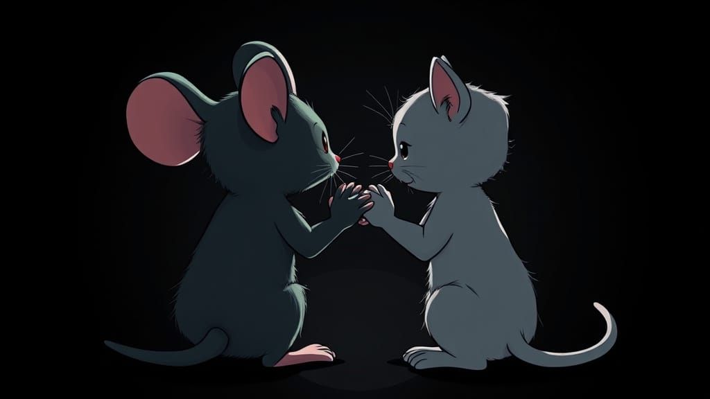 Shy Mouse and Kitten Proposal in One Piece Style