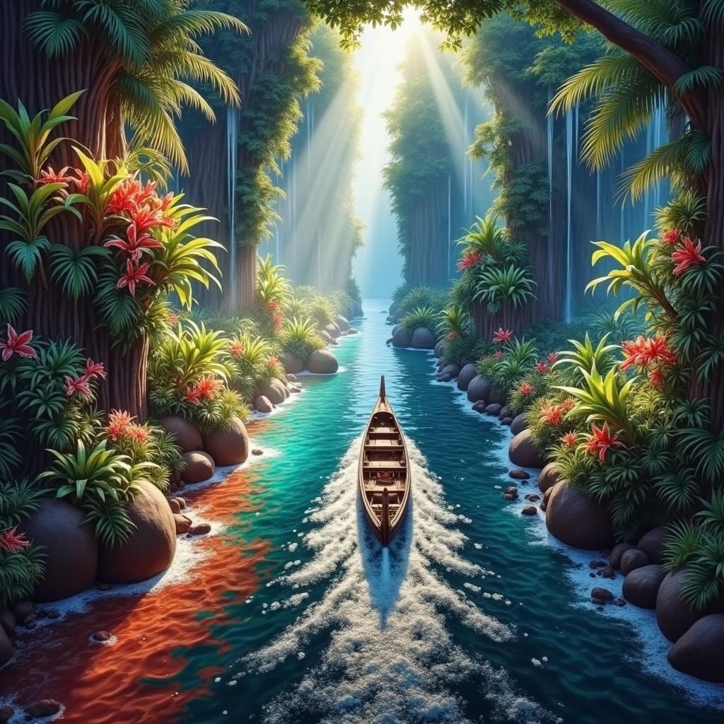 Ornate Boat Glides on Crystal River: Splash Art