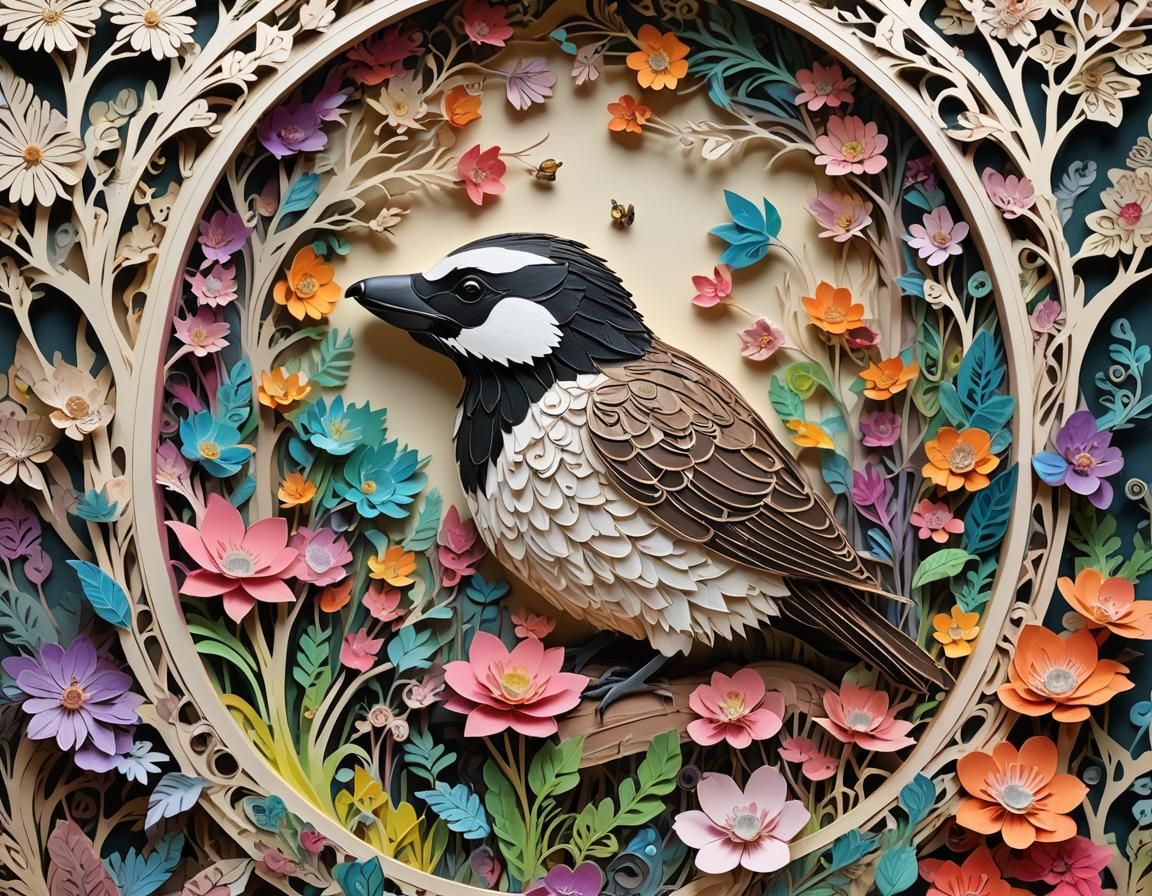 Intricate Kirigami Storybook Illustration of Animals