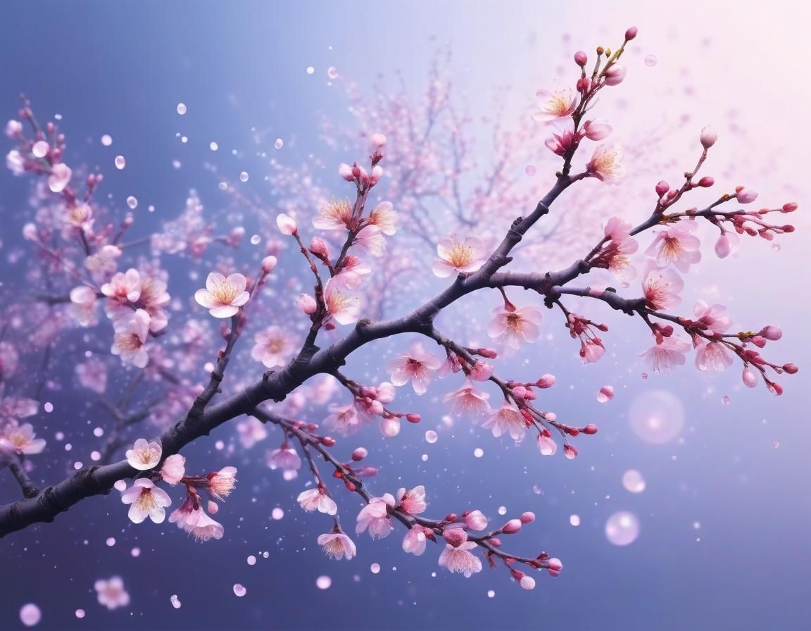 Ethereal Plum Blossoms in Surreal Abstract Style