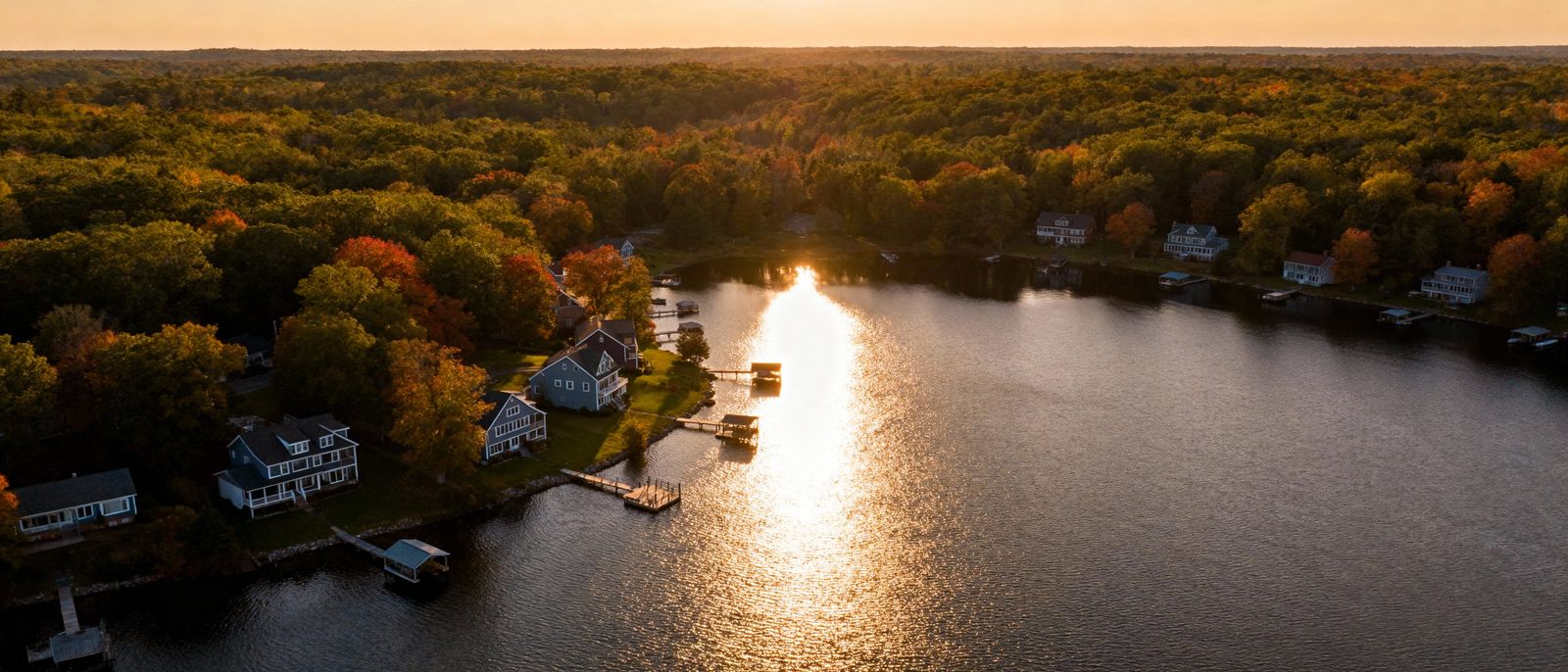 Aerial View of Powers Lake in East Lyme, Connecticut